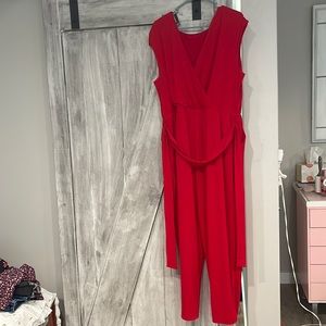 Bright red dressy jumpsuit, tags still on